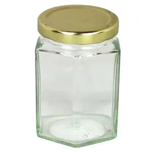 12oz Glass Hex Jar with Gold Lid, Pack of 84